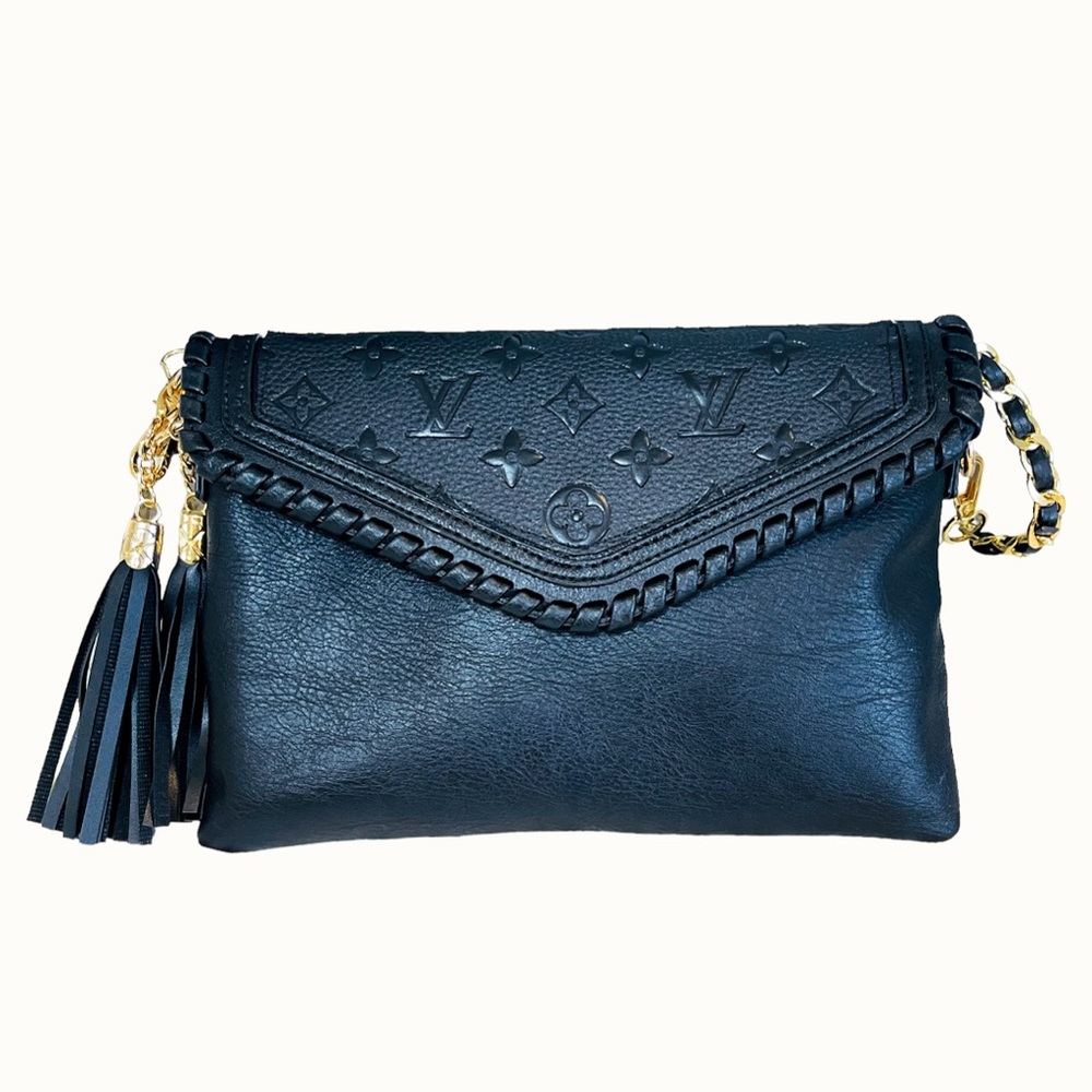 Authentic Repurposed LV clutch in Black